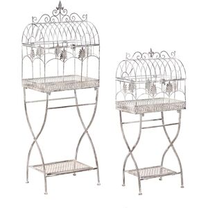 BELIANI Set of 2 Shelving Units SICILY Metal 43/37 cm 30/27 cm Grey BELIANI Set of 2 Shelving Units SICILY Metal 43/37 cm 30/27 cm Grey
