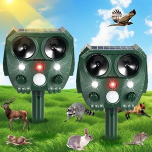 SJQKA 2 Pack Solar Powered Pest Repeller with Strobe Light, Ultrasonic Control for Squirrels, Dogs, Raccoons, Rabbits, Skunks, Suitable for Gardens and SJQKA 2 Pack Solar Powered Pest Repeller with Strobe Light, Ultrasonic Control for Squirrels, Dogs, Raccoons, Rabbits, Skunks, Suitable for Gardens and