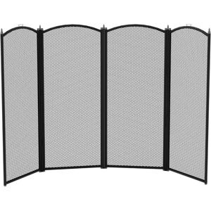 Home Discount - Stanton 4 Panel Fire Guard Fireplace Screen Fence, Black Home Discount - Stanton 4 Panel Fire Guard Fireplace Screen Fence, Black