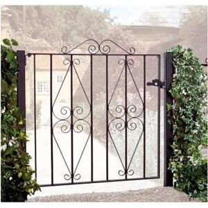 CANNOCK GATES Stirling Scroll Low Flat Top Single Gate - Solid Steel - Fits Gap of 762 mm x 914 mm High - Electro Galvanised/Black Powder Coated CANNOCK GATES Stirling Scroll Low Flat Top Single Gate - Solid Steel - Fits Gap of 762 mm x 914 mm High - Electro Galvanised/Black Powder Coated