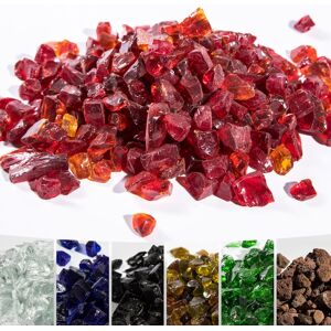 Teamson Home - 4 Kg Lava Rocks for Gas Fire Pit, Tempered Fire Glass, Safe for Outdoor Garden Gas Fire Pits, Red Teamson Home - 4 Kg Lava Rocks for Gas Fire Pit, Tempered Fire Glass, Safe for Outdoor Garden Gas Fire Pits, Red
