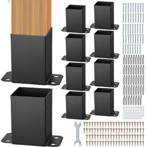VEVOR 101.6x101.6mm Post Base 10 Pcs, Inner Size 91x91 Post Base Brackets, Heavy Duty Powder-Coated Post Anchor Matte Black Wood Post Brackets for Pavilion VEVOR 101.6x101.6mm Post Base 10 Pcs, Inner Size 91x91 Post Base Brackets, Heavy Duty Powder-Coated Post Anchor Matte Black Wood Post Brackets for Pavilion
