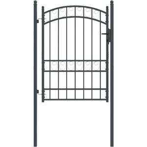 Fence Gate with Lock Grey 170 x 100 cm Powder-coated steel vidaXL Fence Gate with Lock Grey 170 x 100 cm Powder-coated steel vidaXL