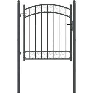 Fence Gate with Lock Grey 125 x 100 cm Powder-coated steel vidaXL Fence Gate with Lock Grey 125 x 100 cm Powder-coated steel vidaXL