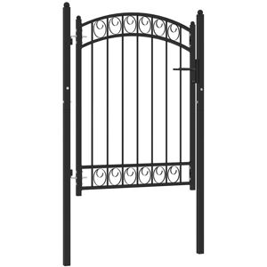 Fence Gate with Arched Top Steel 100x125 cm Black vidaXL Fence Gate with Arched Top Steel 100x125 cm Black vidaXL