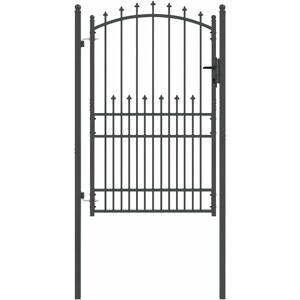 Fence Gate with Spikes Grey 200 x 100 cm Powder-coated steel vidaXL Fence Gate with Spikes Grey 200 x 100 cm Powder-coated steel vidaXL