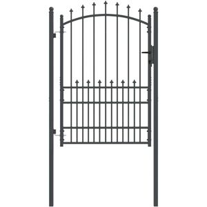 Fence Gate with Spikes Grey 170 x 100 cm Powder-coated steel vidaXL Fence Gate with Spikes Grey 170 x 100 cm Powder-coated steel vidaXL