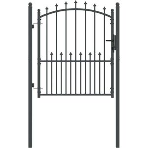 Fence Gate with Spikes Grey 125 x 100 cm Powder-coated steel vidaXL Fence Gate with Spikes Grey 125 x 100 cm Powder-coated steel vidaXL