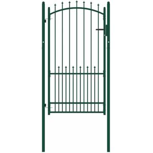 Fence Gate with Spikes Green 100 x 175 cm Powder-coated steel vidaXL Fence Gate with Spikes Green 100 x 175 cm Powder-coated steel vidaXL