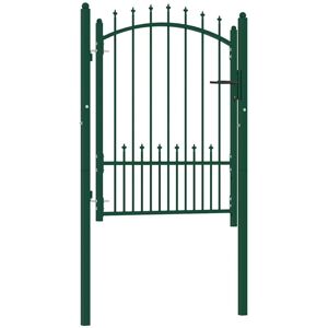 Fence Gate with Spikes Steel 100x125 cm Green vidaXL Fence Gate with Spikes Steel 100x125 cm Green vidaXL