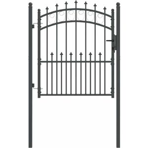 Fence Gate with Spikes Grey 125 x 100 cm Powder-coated steel vidaXL Fence Gate with Spikes Grey 125 x 100 cm Powder-coated steel vidaXL
