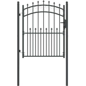 Fence Gate with Spikes Grey 150 x 100 cm Powder-coated steel vidaXL Fence Gate with Spikes Grey 150 x 100 cm Powder-coated steel vidaXL