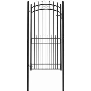 Fence Gate with Spikes Black 100 x 200 cm Powder-coated steel vidaXL Fence Gate with Spikes Black 100 x 200 cm Powder-coated steel vidaXL