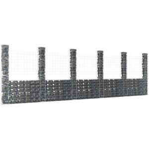 vidaXL U-shape Gabion Basket with 6 Posts - Garden Fence Panel vidaXL U-shape Gabion Basket with 6 Posts - Garden Fence Panel