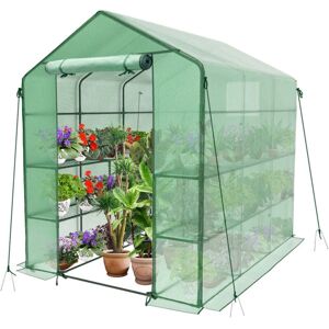 VOUNOT Walk In Greenhouse with Shelves, Garden Polytunnel Green 143x215x195cm VOUNOT Walk In Greenhouse with Shelves, Garden Polytunnel Green 143x215x195cm
