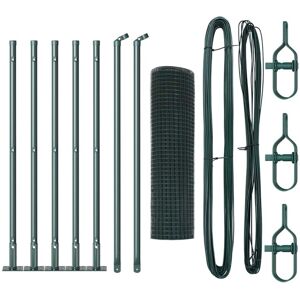 Fence with Posts Green 0.5 x 10 m Steel Vidaxl Fence with Posts Green 0.5 x 10 m Steel Vidaxl