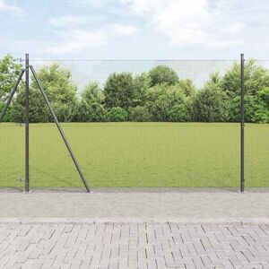 vidaXL Steel Wire Fence with 7 Flanged Posts - Fencing vidaXL Steel Wire Fence with 7 Flanged Posts - Fencing