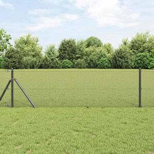 Fence with Posts Grey 0.6 x 100 m Steel Vidaxl Fence with Posts Grey 0.6 x 100 m Steel Vidaxl