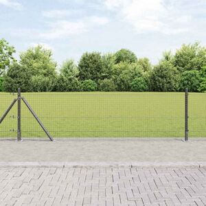 Fence with Posts Grey 0.5 x 100 m Steel Vidaxl Fence with Posts Grey 0.5 x 100 m Steel Vidaxl