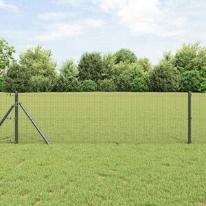 Fence with Posts Grey 0.5 x 100 m Steel Vidaxl Fence with Posts Grey 0.5 x 100 m Steel Vidaxl