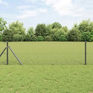Fence with Posts Grey 0.6 x 100 m Steel Vidaxl Fence with Posts Grey 0.6 x 100 m Steel Vidaxl