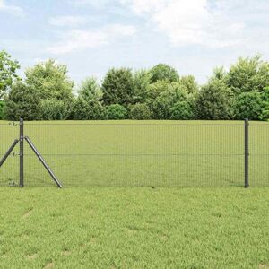 Fence with Posts Grey 0.4 x 25 m Steel Vidaxl Fence with Posts Grey 0.4 x 25 m Steel Vidaxl