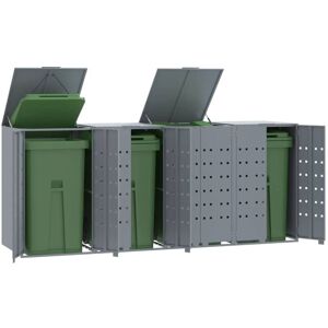 vidaXL Wheelie Bin Storage for 4 Bins Grey - Storage shed vidaXL Wheelie Bin Storage for 4 Bins Grey - Storage shed