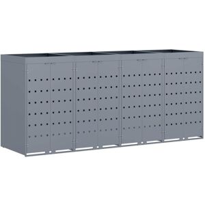 Wheelie Bin Storage for 4 Bins Light Grey 272 x 77.5 x 121.5 cm vidaXL Wheelie Bin Storage for 4 Bins Light Grey 272 x 77.5 x 121.5 cm vidaXL