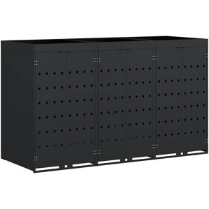 Wheelie Bin Storage for 3 Bins Black 204 x 77.5 x 121.5 cm vidaXL Wheelie Bin Storage for 3 Bins Black 204 x 77.5 x 121.5 cm vidaXL