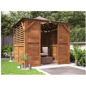Dunster House Ltd. - Dunster House Wooden Gazebo with Sides Erin 2.5m x 2.5m Half Wall Half Louvre and Front Panel Garden Shelter with Roof Felt Dunster House Ltd. - Dunster House Wooden Gazebo with Sides Erin 2.5m x 2.5m Half Wall Half Louvre and Front Panel Garden Shelter with Roof Felt