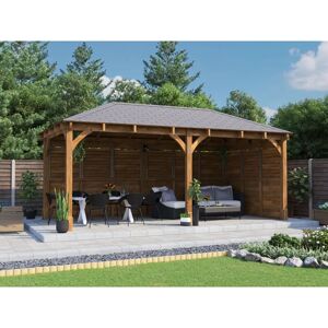Dunster House Ltd. - Dunster House Wooden Gazebo Kit Louvre Wall 6m x 3m with Roof Shingles Leviathan Dunster House Ltd. - Dunster House Wooden Gazebo Kit Louvre Wall 6m x 3m with Roof Shingles Leviathan