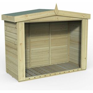 FOREST GARDEN Wooden Overlap Apex Logstore 2m x 0.8m - Natural Timber