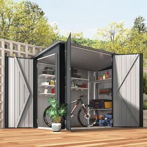 YODOLLA 2.3x1.2m Garden Shed Storage,Metal Lockable Outdoor Bike Shed with Door for 4-5 Bikes,Waterproof Galvanized Steel Tool Storage Shed for Garden Tools YODOLLA 2.3x1.2m Garden Shed Storage,Metal Lockable Outdoor Bike Shed with Door for 4-5 Bikes,Waterproof Galvanized Steel Tool Storage Shed for Garden Tools