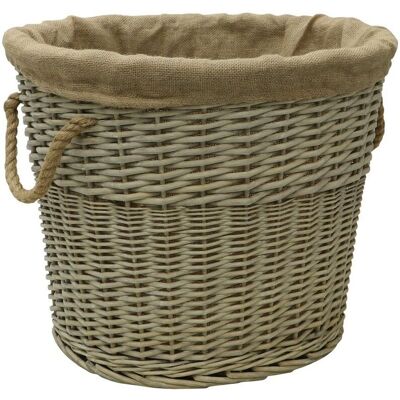 Jvl Willow Log Basket with Liner and Rope Handles - Antique Wash Jvl Willow Log Basket with Liner and Rope Handles - Antique Wash