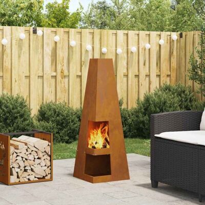 vidaXL Corten Steel Outdoor Camping Stove - Rustic Weathered Design vidaXL Corten Steel Outdoor Camping Stove - Rustic Weathered Design