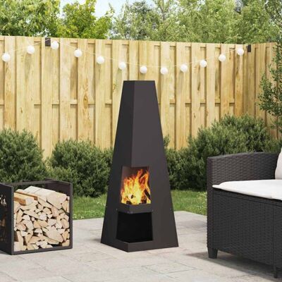 vidaXL Black Cold-Rolled Steel Outdoor Stove - Outdoor Stove vidaXL Black Cold-Rolled Steel Outdoor Stove - Outdoor Stove