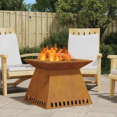 vidaXL Weatherproof Steel/Brown 60x60x50cm Fire Pit - Fire Pit vidaXL Weatherproof Steel/Brown 60x60x50cm Fire Pit - Fire Pit