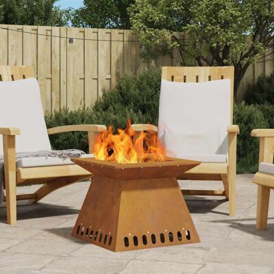 vidaXL Weatherproof Steel Fire Pit - Square Shape 48x48x40cm - Fire Pit vidaXL Weatherproof Steel Fire Pit - Square Shape 48x48x40cm - Fire Pit