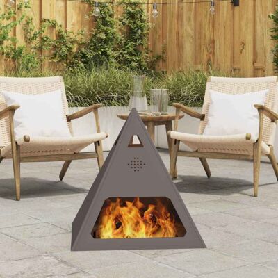 vidaXL Steel Black Pyramid Fire Pit Large Durable Outdoor vidaXL Steel Black Pyramid Fire Pit Large Durable Outdoor