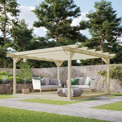 Rutland County Garden Furniture Ltd - Double Garden Pergola and Decking Kit - Wood - L360 x W360 cm - Light Green Rutland County Garden Furniture Ltd - Double Garden Pergola and Decking Kit - Wood - L360 x W360 cm - Light Green