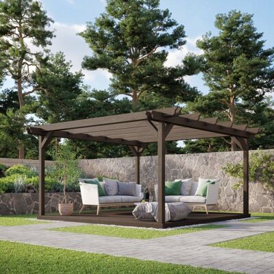 Rutland County Garden Furniture Ltd - Double Garden Pergola and Decking Kit - Wood - L360 x W360 cm - Rustic Brown Rutland County Garden Furniture Ltd - Double Garden Pergola and Decking Kit - Wood - L360 x W360 cm - Rustic Brown