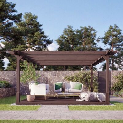 Rutland County Garden Furniture Ltd - Double Premium Pergola and Decking Kit - Wood - L360 x W360 cm - Rustic Brown Rutland County Garden Furniture Ltd - Double Premium Pergola and Decking Kit - Wood - L360 x W360 cm - Rustic Brown