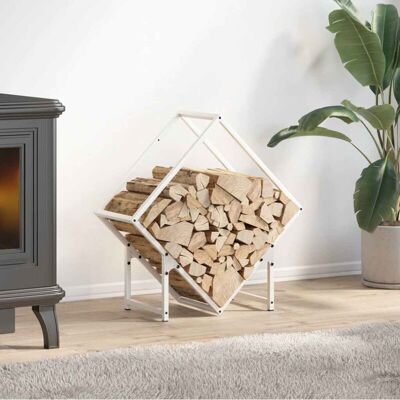 vidaXL Firewood Rack White 60x25x60 cm Cold Rolled Steel vidaXL Firewood Rack White 60x25x60 cm Cold Rolled Steel