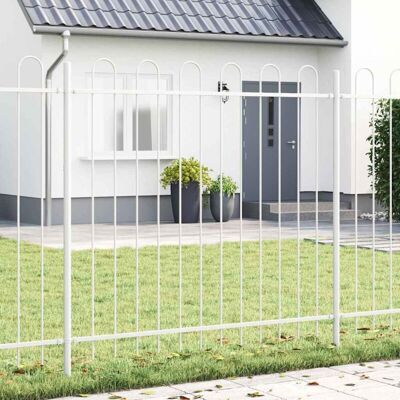 vidaXL Garden Fence with Arch Top 3.4x1.5 m Metal White vidaXL Garden Fence with Arch Top 3.4x1.5 m Metal White