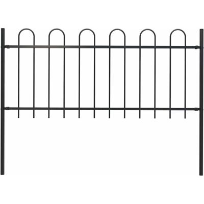 Vidaxl - Garden Fence with Hoop Top Steel 181x100 cm Black Vidaxl - Garden Fence with Hoop Top Steel 181x100 cm Black