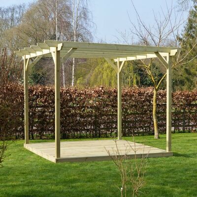 Rutland County Garden Furniture Ltd - Garden Pergola and Decking Kit - Wood - L360 x W360 x H270 cm - Light Green Rutland County Garden Furniture Ltd - Garden Pergola and Decking Kit - Wood - L360 x W360 x H270 cm - Light Green