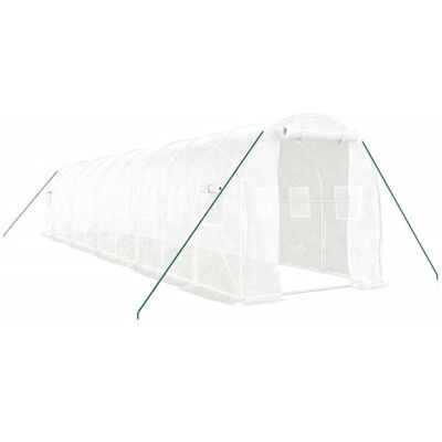 vidaXL White Steel Frame Greenhouse - 10x2x2 m - Walk-in, UV-Resistant vidaXL White Steel Frame Greenhouse - 10x2x2 m - Walk-in, UV-Resistant