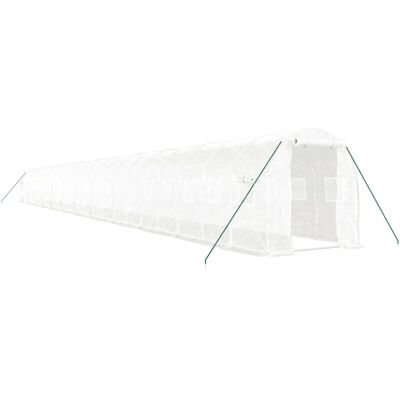 vidaXL White Greenhouse 24x2x2 m Steel Frame Walk-In - Greenhouse vidaXL White Greenhouse 24x2x2 m Steel Frame Walk-In - Greenhouse