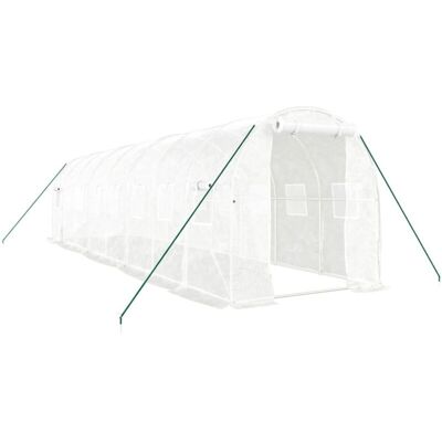 vidaXL Greenhouse 8x2x2 m White Steel Frame - Greenhouse vidaXL Greenhouse 8x2x2 m White Steel Frame - Greenhouse