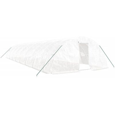 vidaXL Greenhouse 16x5x2.3m Steel Frame White - Greenhouse vidaXL Greenhouse 16x5x2.3m Steel Frame White - Greenhouse